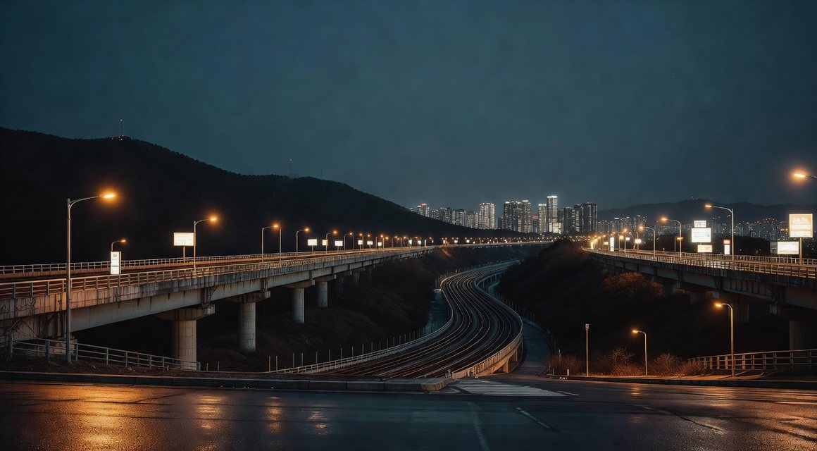 산 사이 길목 너머로 보이는 도시 불빛 — 의정부오피 네 문 안내